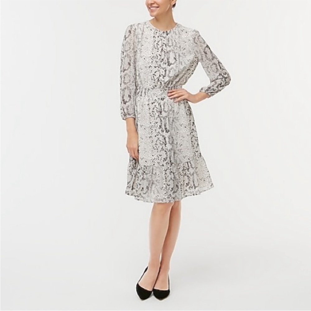 NWT J. Crew Animal-print smocked-waist dress